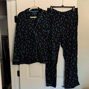 Simply Vera Vera Wang Black and Blue Polka Dot Top